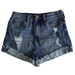Kendall + Kylie Women's Medium Wash High Rise Distressed Denim Shorts Size 5/27
